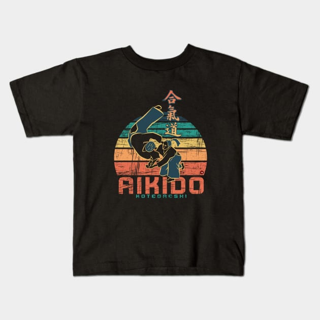 Aikido Women Retro Style Kids T-Shirt by BaliBudo